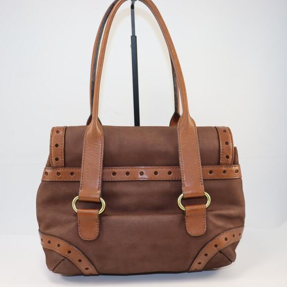 Chloé Brown Suede Saskia Tote Bag with Leather Trim and Brass Hardware - Picture 2 of 9